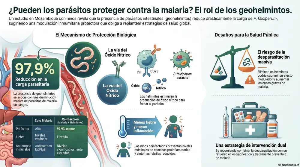 Geohelmintos y protección contra la malaria