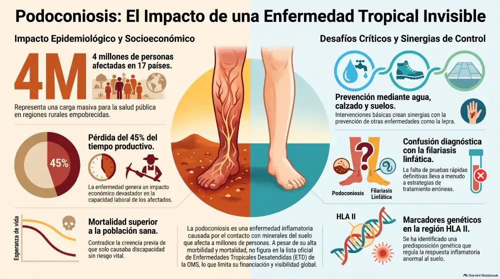 infografía de la Podoconiosis